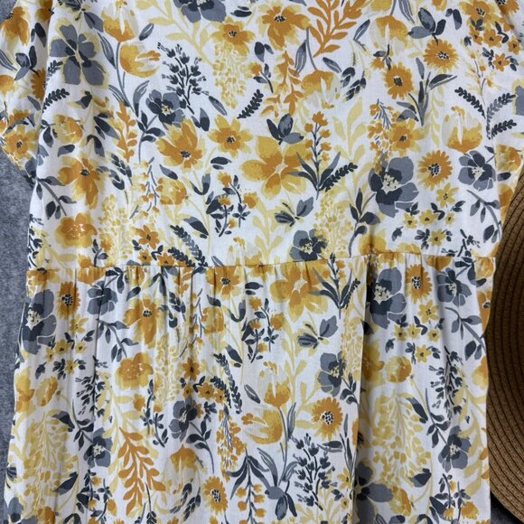 Joie Floral Sundress & Hat Size 12 Mommy and Me Yellow Tiered Cottagecore Beach - Picture 4 of 15